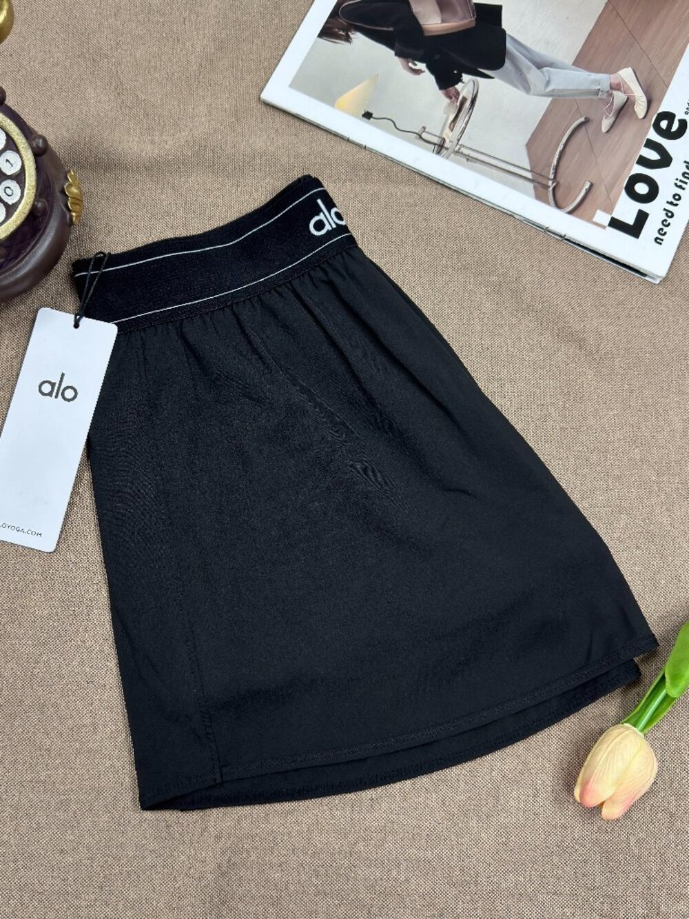 🏓Alo Yoga Match Point Tennis Skirt Black💗Feminine Sporty Activewear Skirt - Picture 3 of 8